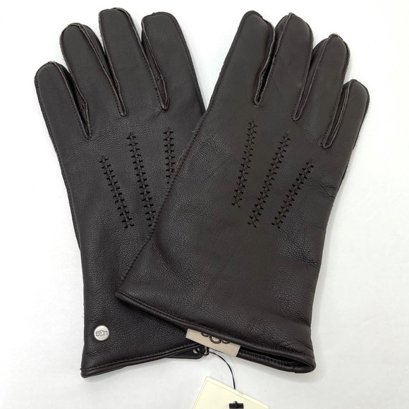 UGG Wrangell Genuine Leather Smart Tech Touchscreen Gloves Brown NEW Size XL - Picture 9 of 9